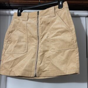 Hollister Beige Corduroy Skirt with Zipper
